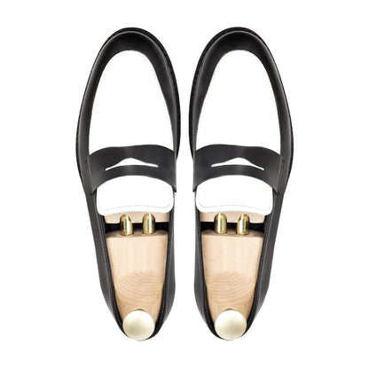 Noirtide Bespoke Men's Black and White Calf Leather Loafer