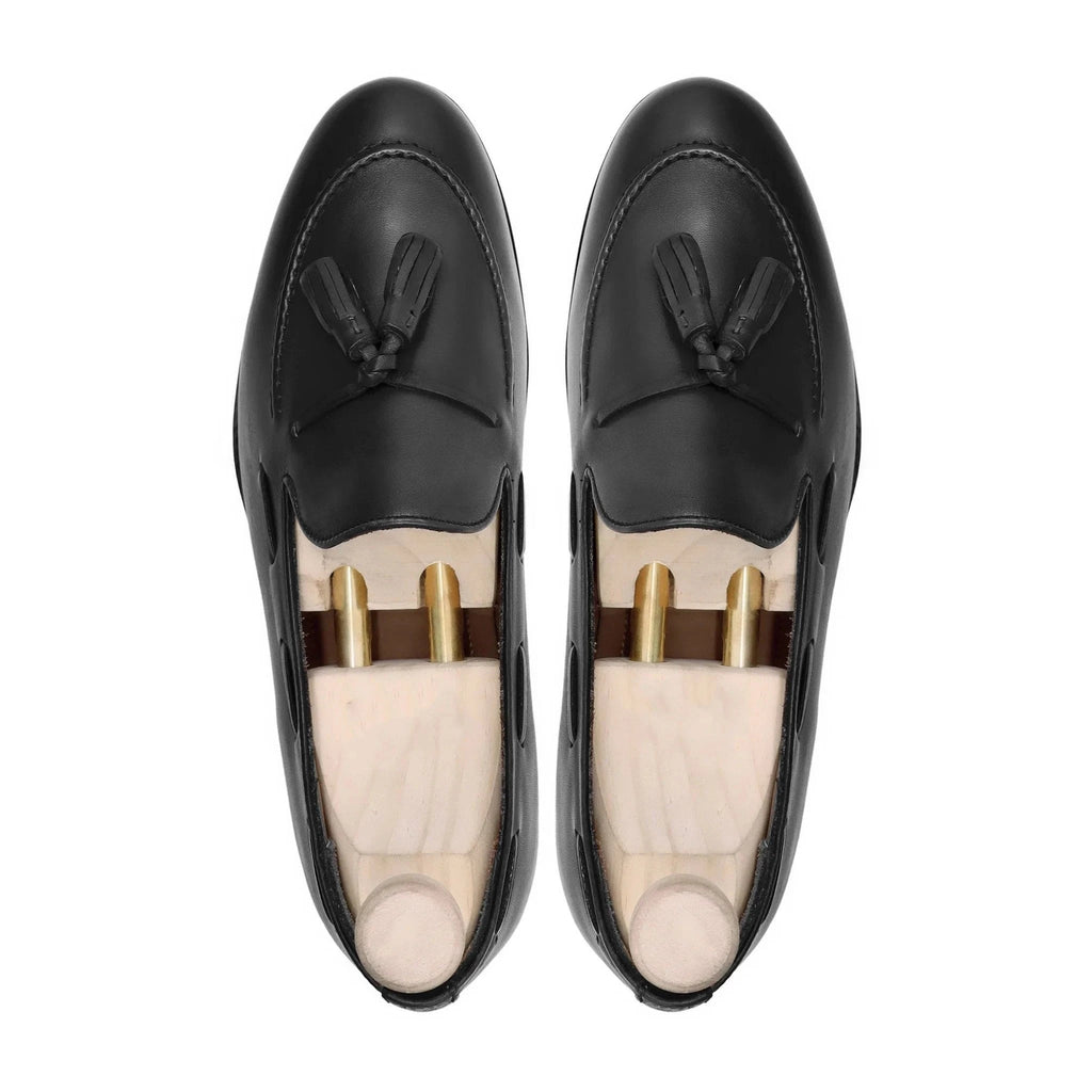 Noirtide Bespoke Men’s Black Calf Leather Tassel Loafer