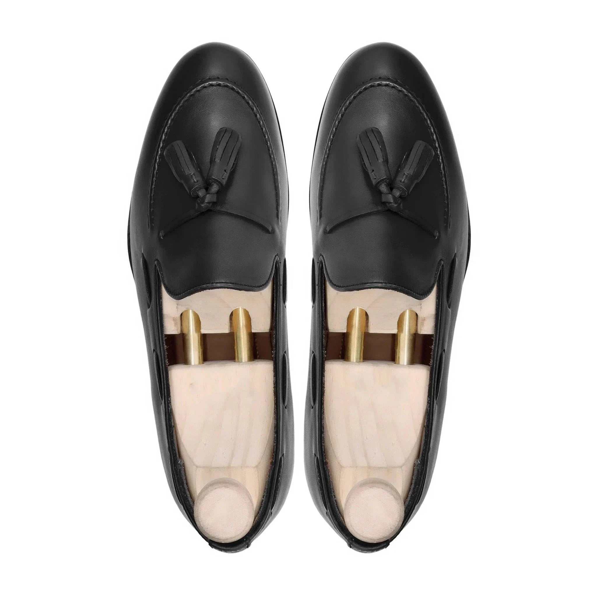 Noirtide Bespoke Men’s Black Calf Leather Tassel Loafer