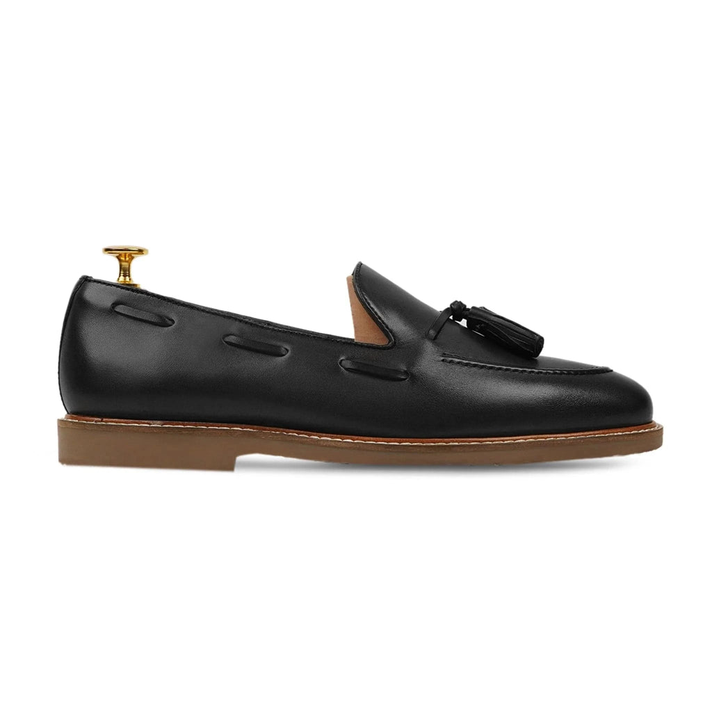 Noirtide Bespoke Men’s Black Calf Leather Tassel Loafer