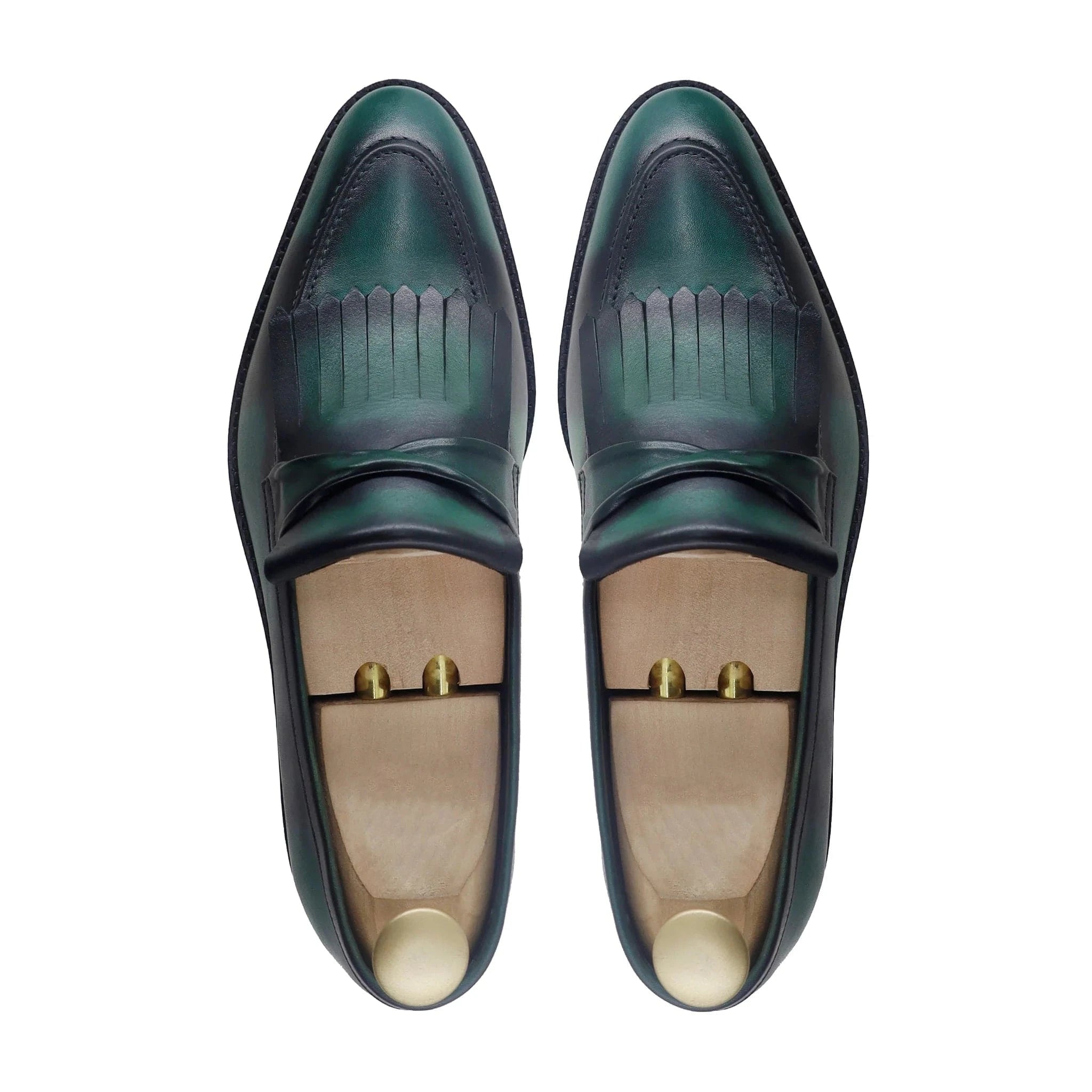 Noirtide Bespoke Men's Burnished Green Leather Loafer