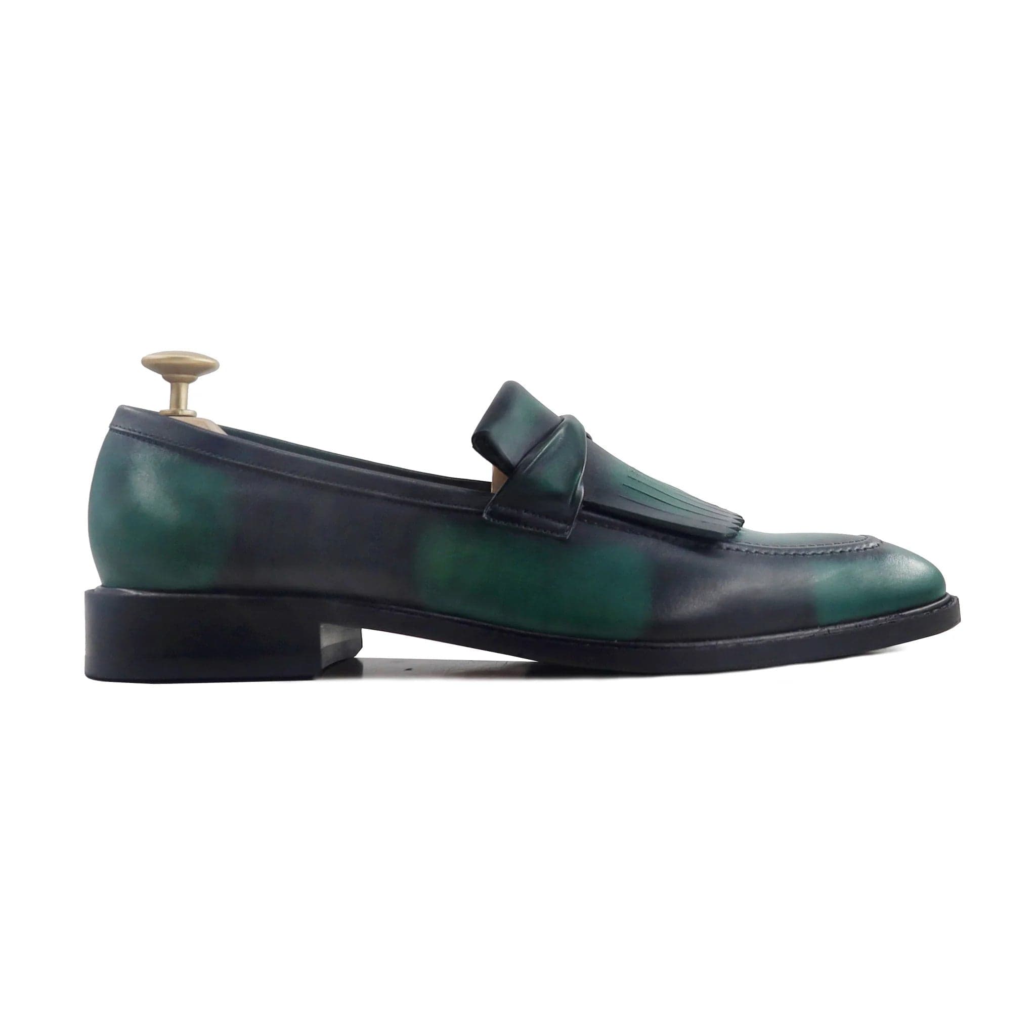 Noirtide Bespoke Men's Burnished Green Leather Loafer