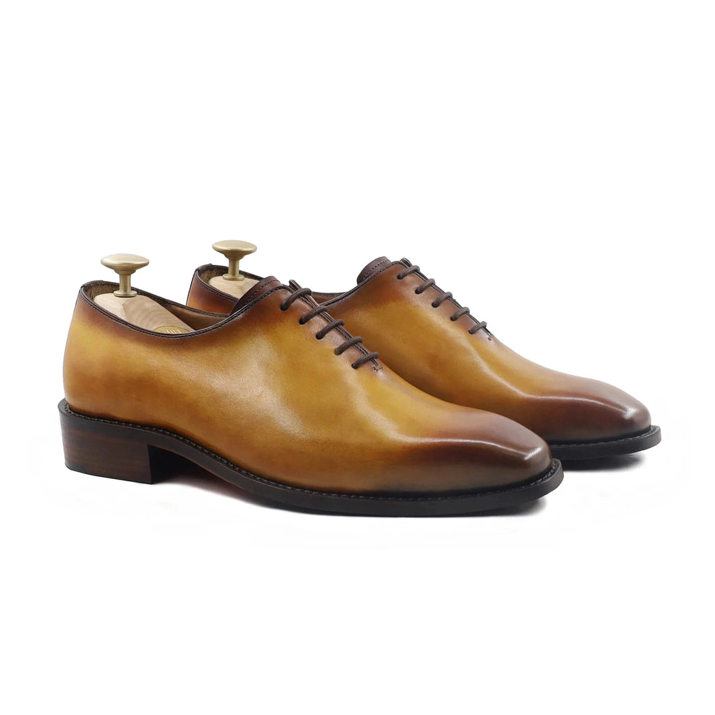 noirtide Bespoke Men's Burnished Tan Calf Leather Wholecut Shoe - Goodyear Welted