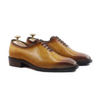 noirtide Bespoke Men's Burnished Tan Calf Leather Wholecut Shoe - Goodyear Welted