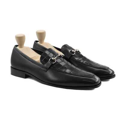 Noirtide Bespoke Men's Crocodile Pattern Leather Loafer