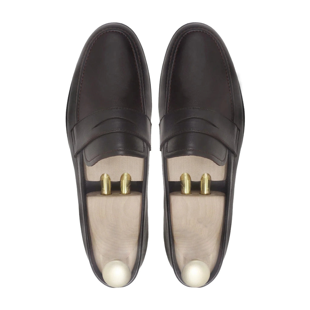 Noirtide Bespoke Men's  Dark Brown Leather Penny Loafer