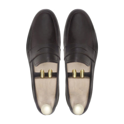 Noirtide Bespoke Men's  Dark Brown Leather Penny Loafer