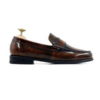 Noirtide Bespoke Men's Patina Finish Calf Leather Brown Loafer