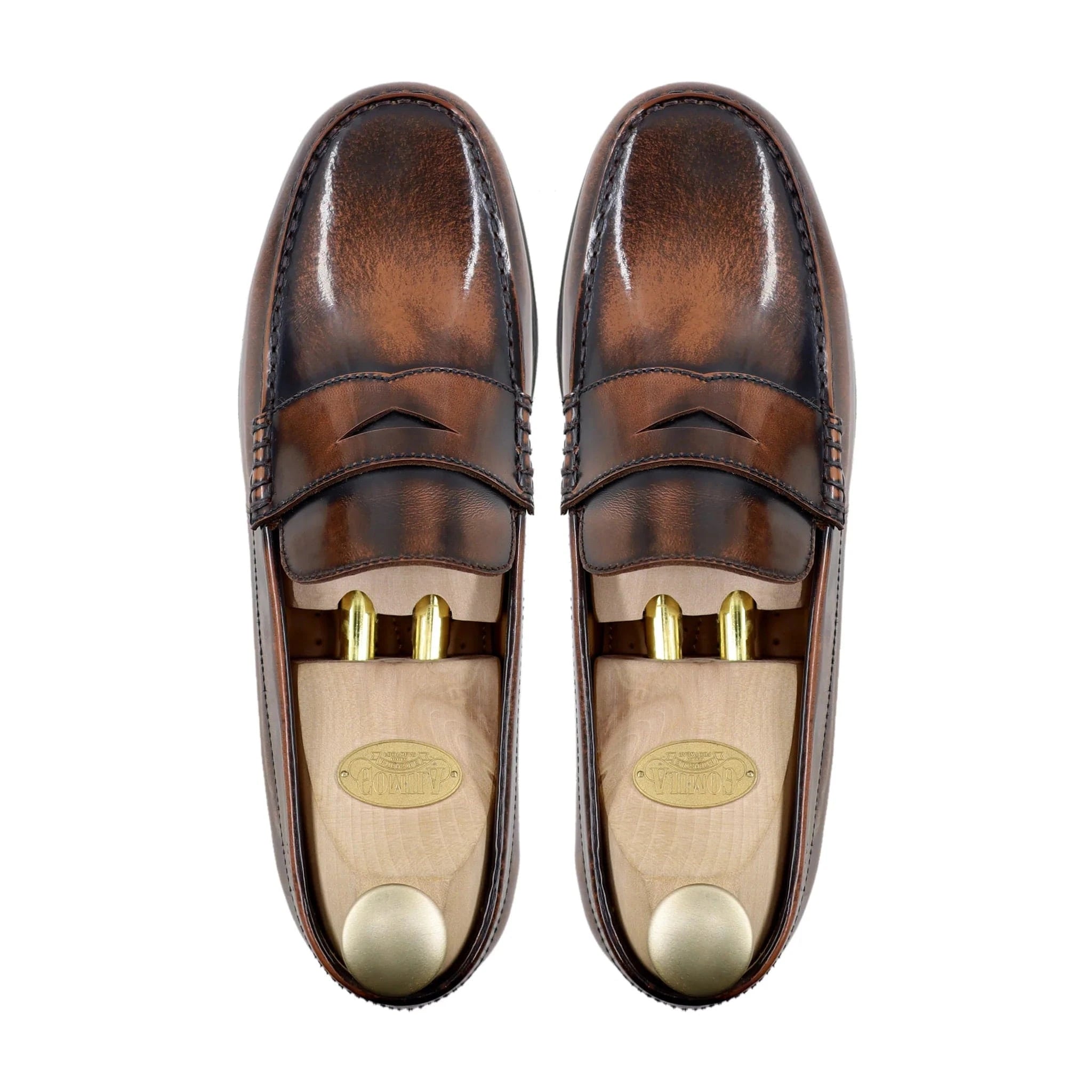 Noirtide Bespoke Men's Patina Finish Calf Leather Brown Loafer