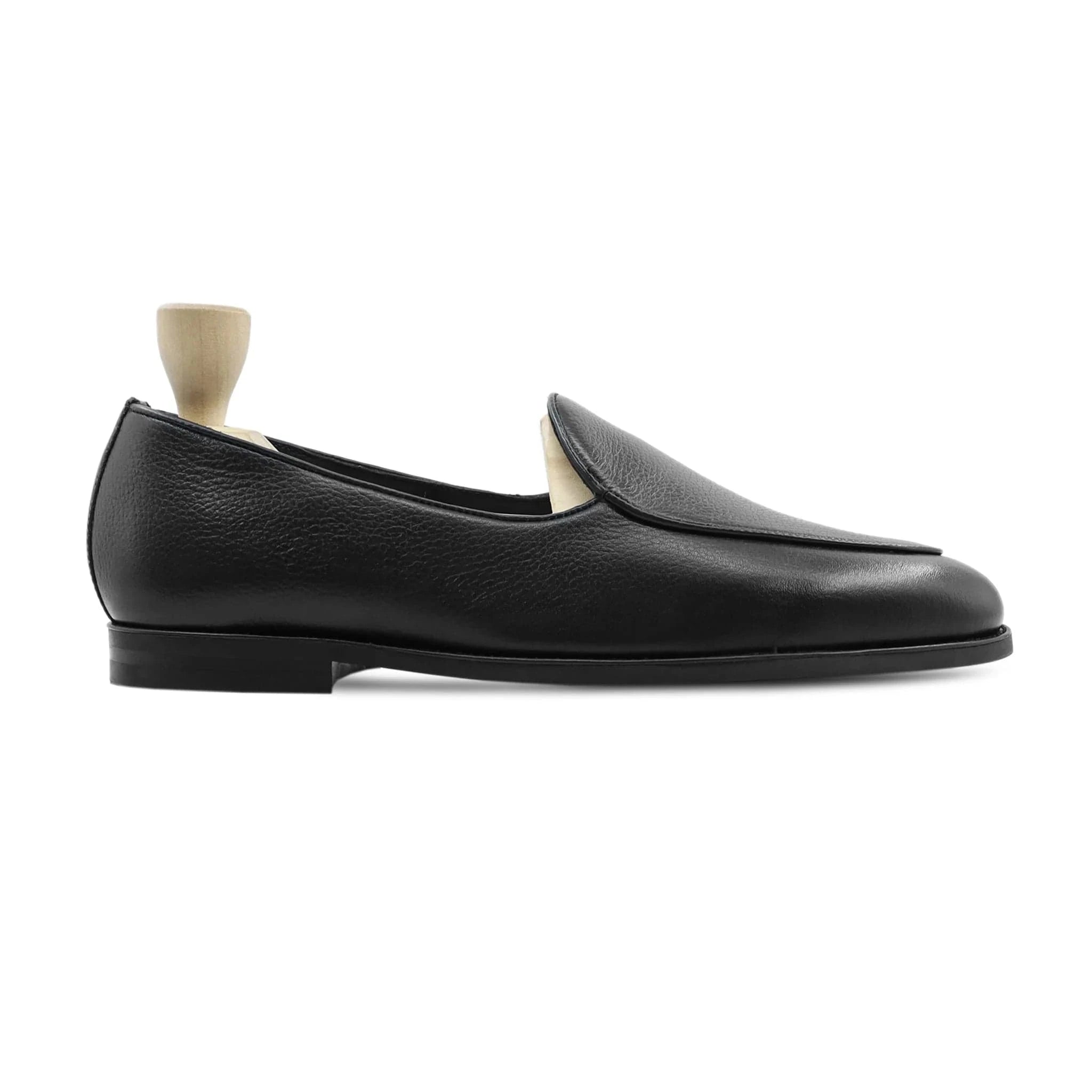 Noirtide Bespoke Men's Pebbel Grain Leather Black Loafer