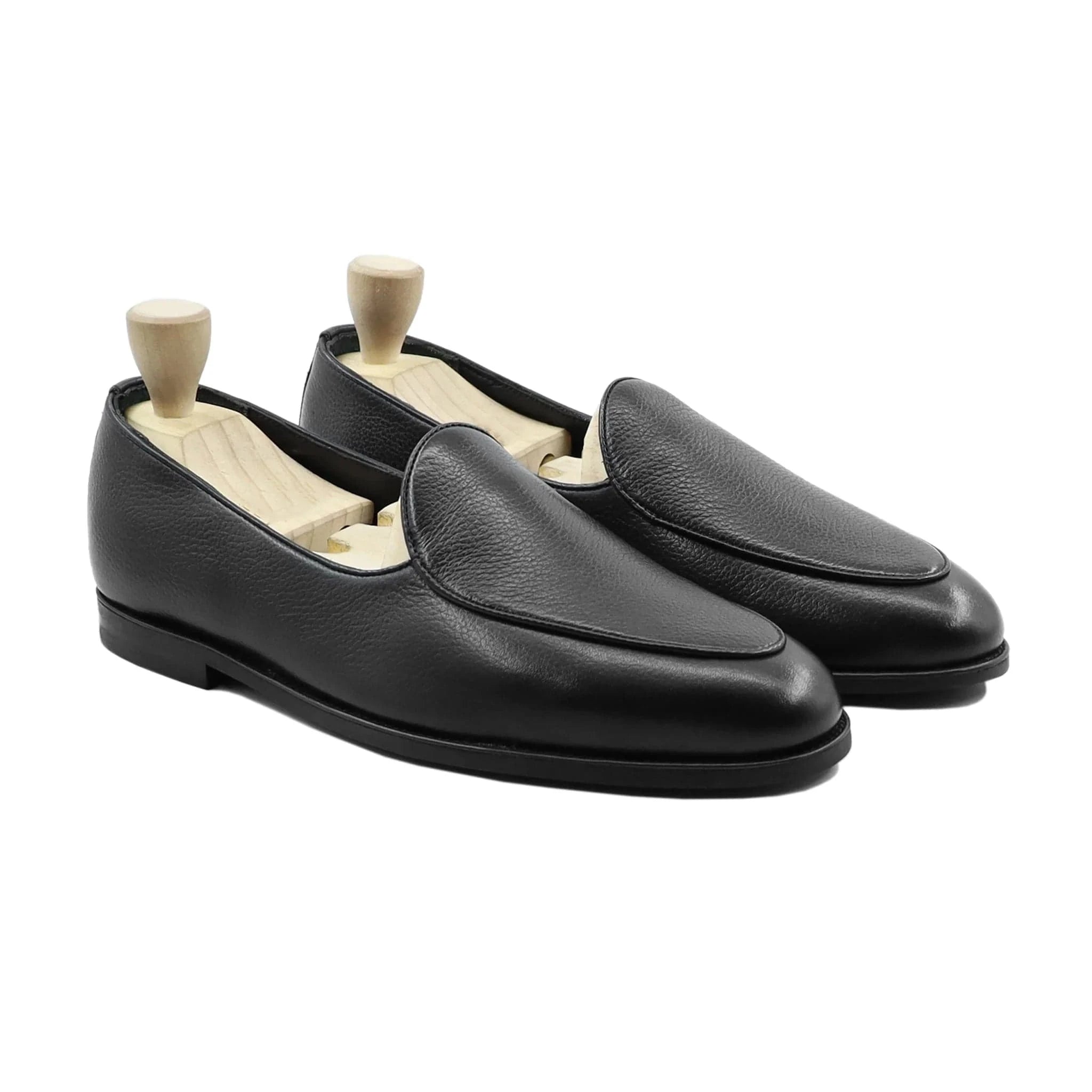 Noirtide Bespoke Men's Pebbel Grain Leather Black Loafer