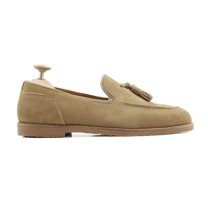 Noirtide Bespoke Men's Suede Camel Leather Tussel Loafer