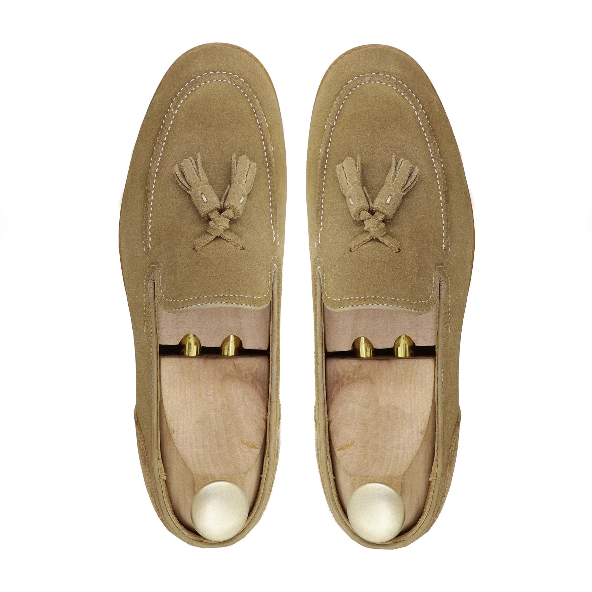 Noirtide Bespoke Men's Suede Camel Leather Tussel Loafer