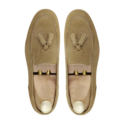 Noirtide Bespoke Men's Suede Camel Leather Tussel Loafer
