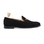 Noirtide Bespoke Men's Suede Leather Black Horsebit Loafer