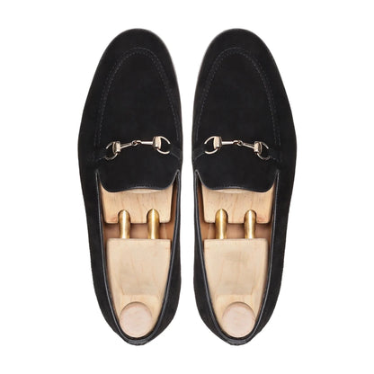 Noirtide Bespoke Men's Suede Leather Black Horsebit Loafer