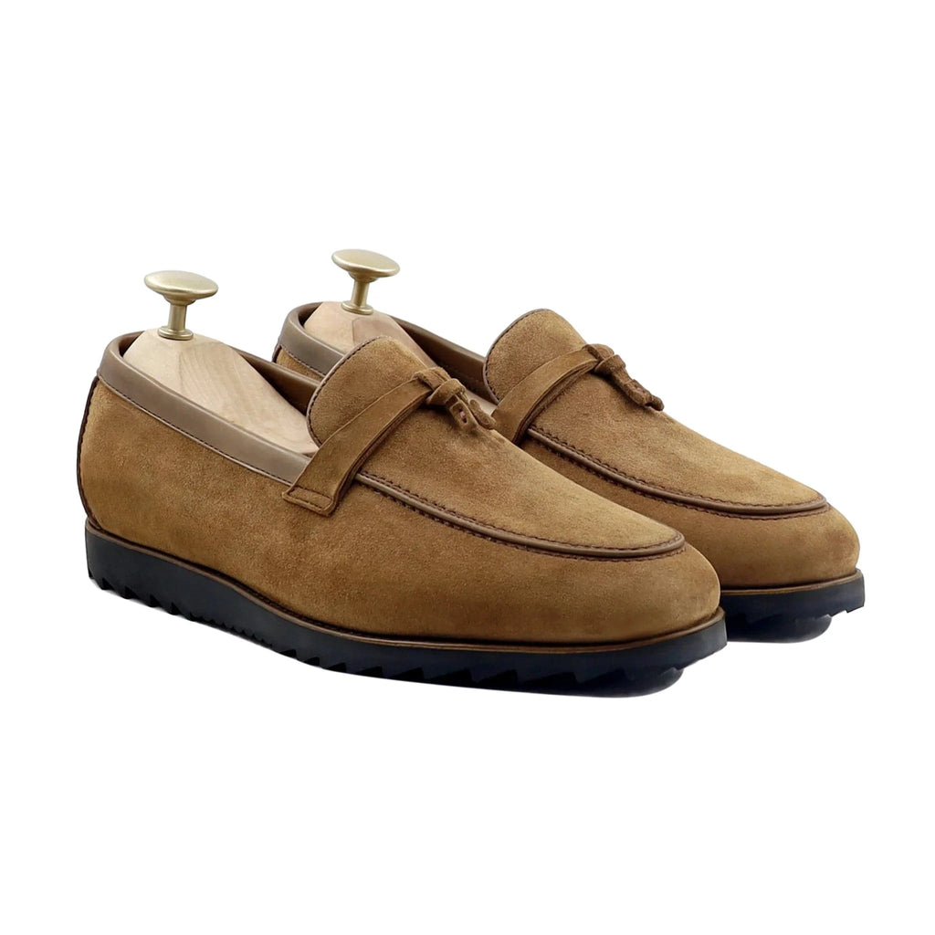 Noirtide Bespoke Men's Suede Leather Camel Loafer