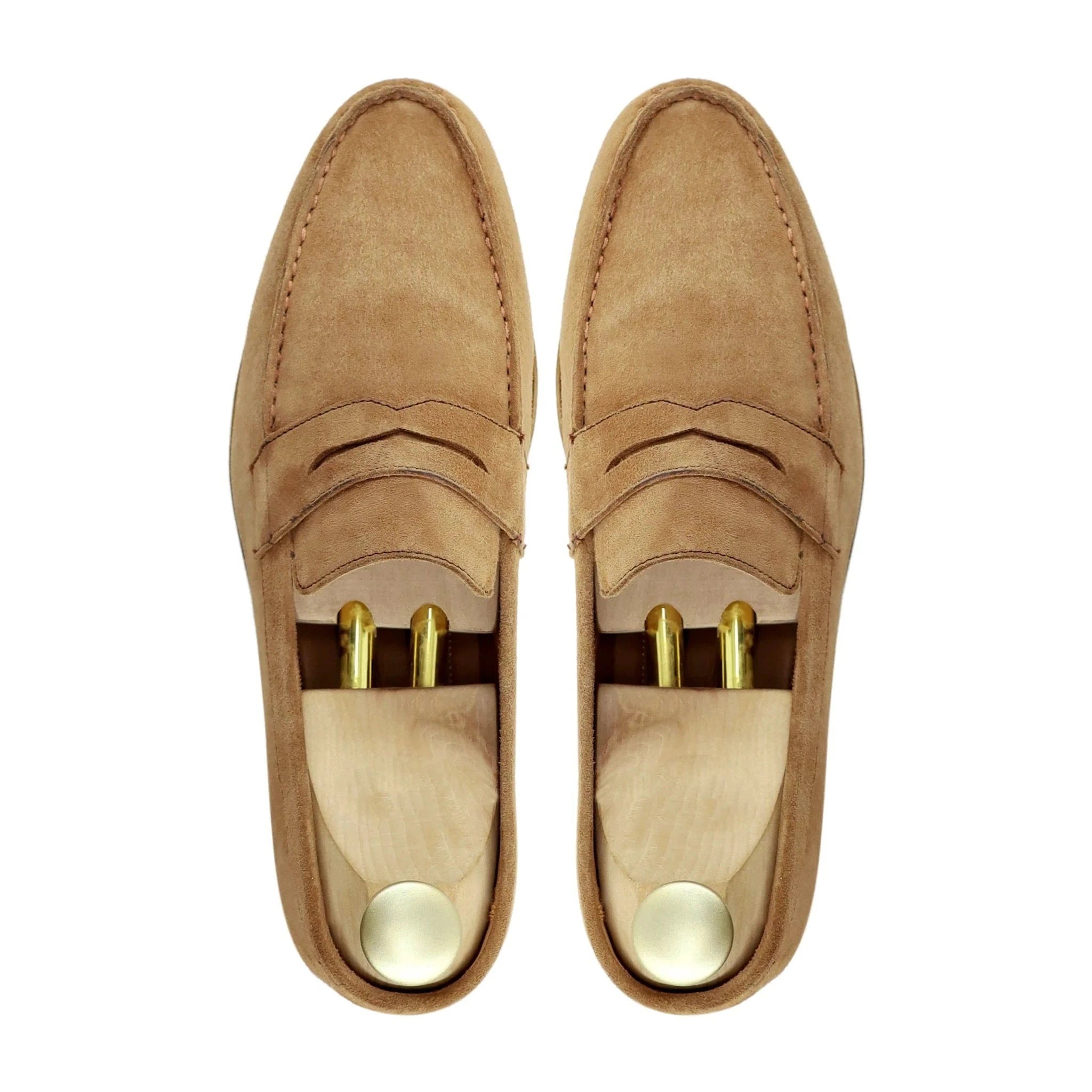 Noirtide Bespoke Men's Suede Leather Camel Penny Loafer