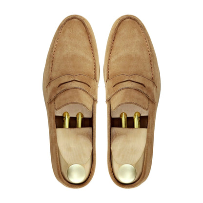 Noirtide Bespoke Men's Suede Leather Camel Penny Loafer