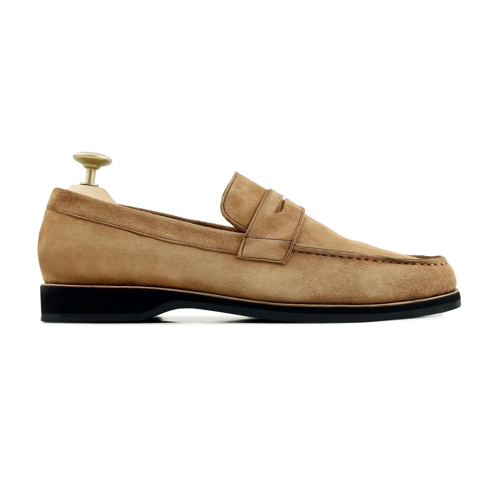 Noirtide Bespoke Men's Suede Leather Camel Penny Loafer