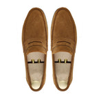 Noirtide Bespoke Men's Suede Leather Cognac Penny Loafer