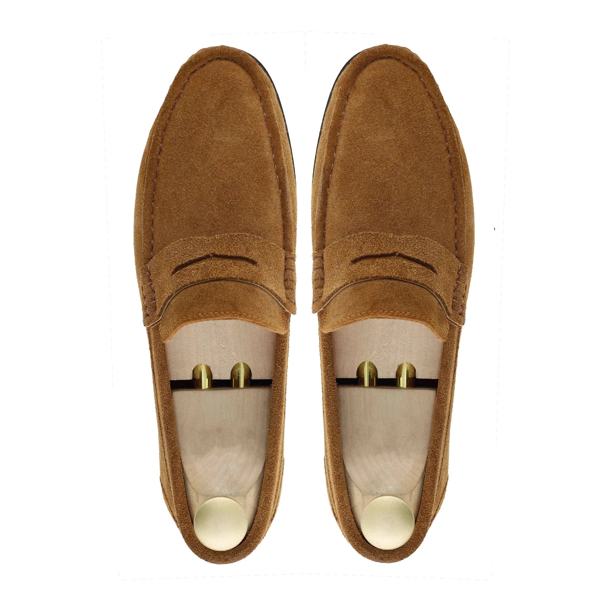 Noirtide Bespoke Men's Suede Leather Cognac Penny Loafer