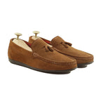 Noirtide Bespoke Men's Suede Leather Cognac Tussel Loafer