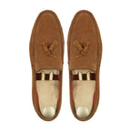 Noirtide Bespoke Men's Suede Leather Cognac Tussel Loafer