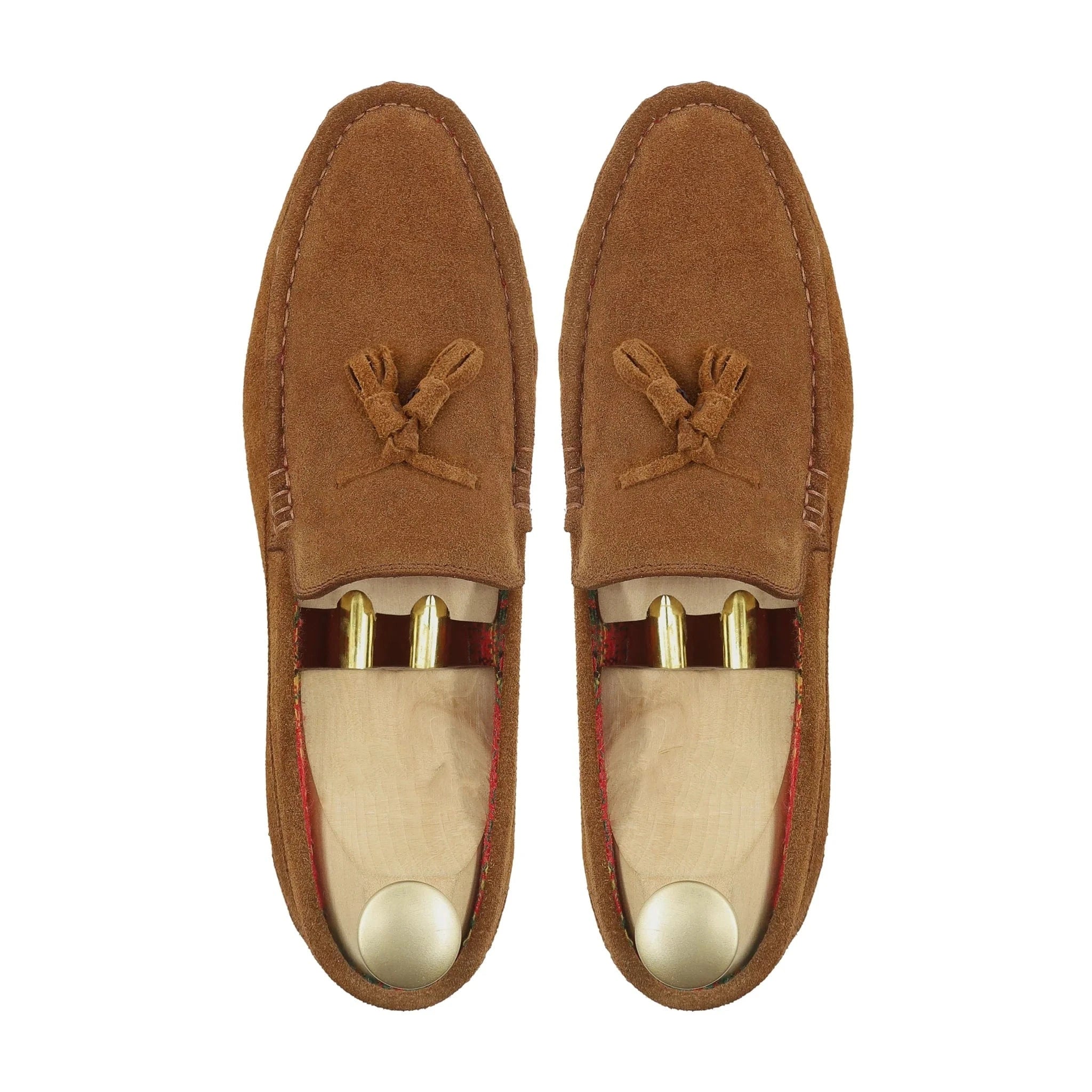 Noirtide Bespoke Men's Suede Leather Cognac Tussel Loafer