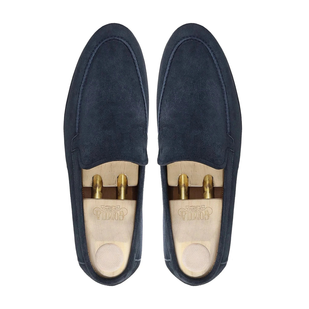 Noirtide Bespoke Men's Suede Leather Navy Loafer