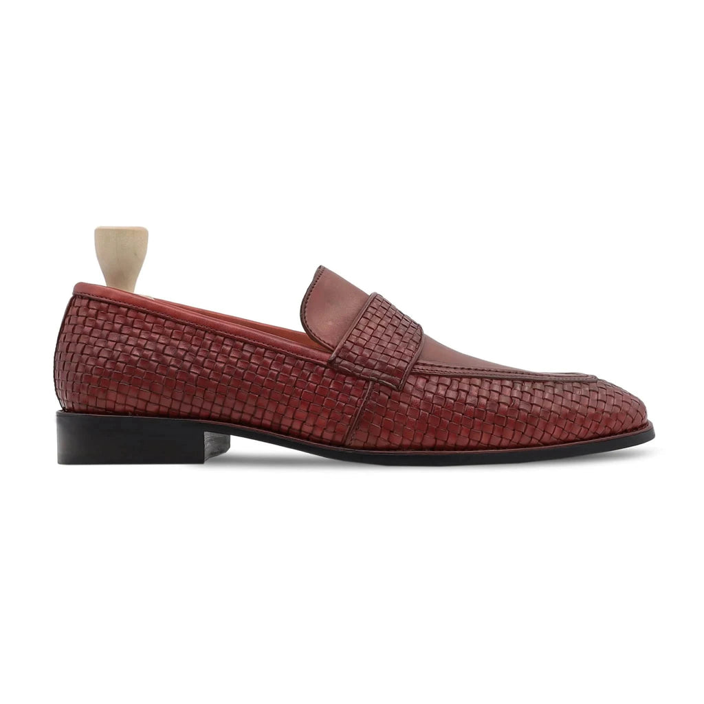 Noirtide Bespoke Men's Suede Leather Red Brown Loafer