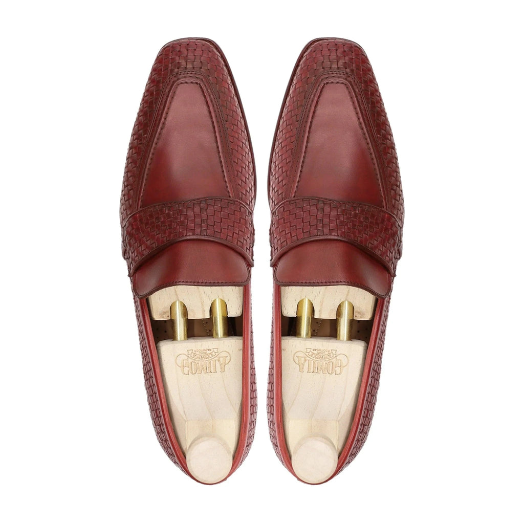 Noirtide Bespoke Men's Suede Leather Red Brown Loafer