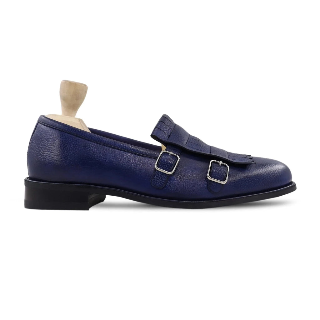 Noirtide Bespoke Pebble Grain Leather Midnight Blue Men Loafers