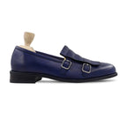 Noirtide Bespoke Pebble Grain Leather Midnight Blue Men Loafers