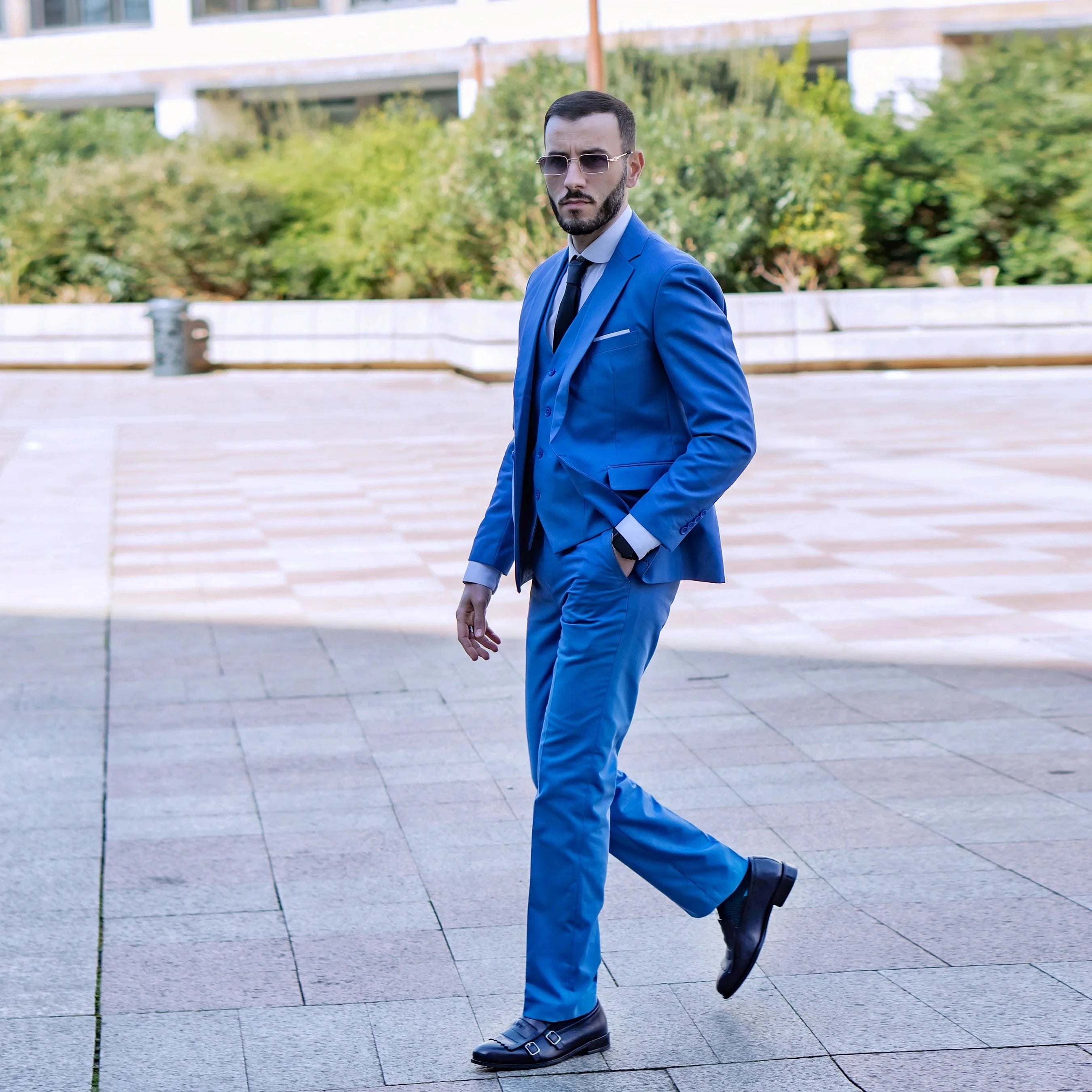 Noirtide Bespoke Pebble Grain Leather Midnight Blue Men Loafers