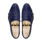 Noirtide Bespoke Pebble Grain Leather Midnight Blue Men Loafers