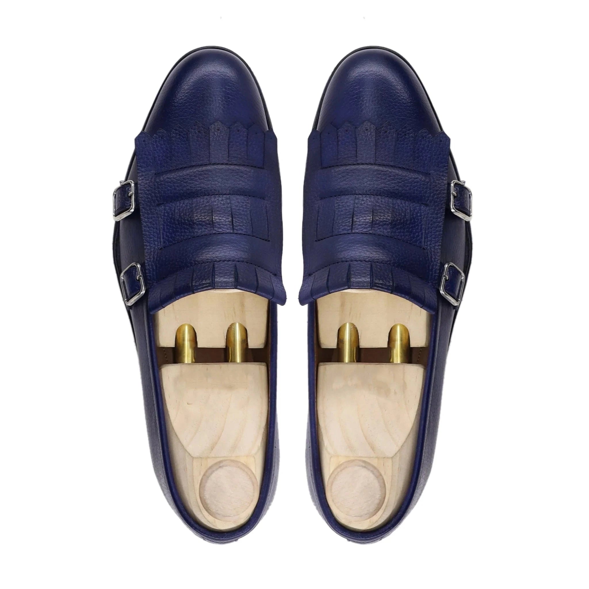 Noirtide Bespoke Pebble Grain Leather Midnight Blue Men Loafers