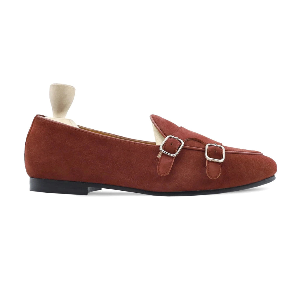 Noirtide Bespoke Red Suede Loafers For Men