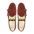 Noirtide Bespoke Red Suede Loafers For Men