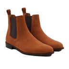 noirtide Bespoke Suede Leather Orange Chelsea Boots For Men