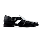 Noirtide Black and White Calf Leather Men Sandal