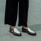 Noirtide Black and White Calf Leather Men Sandal