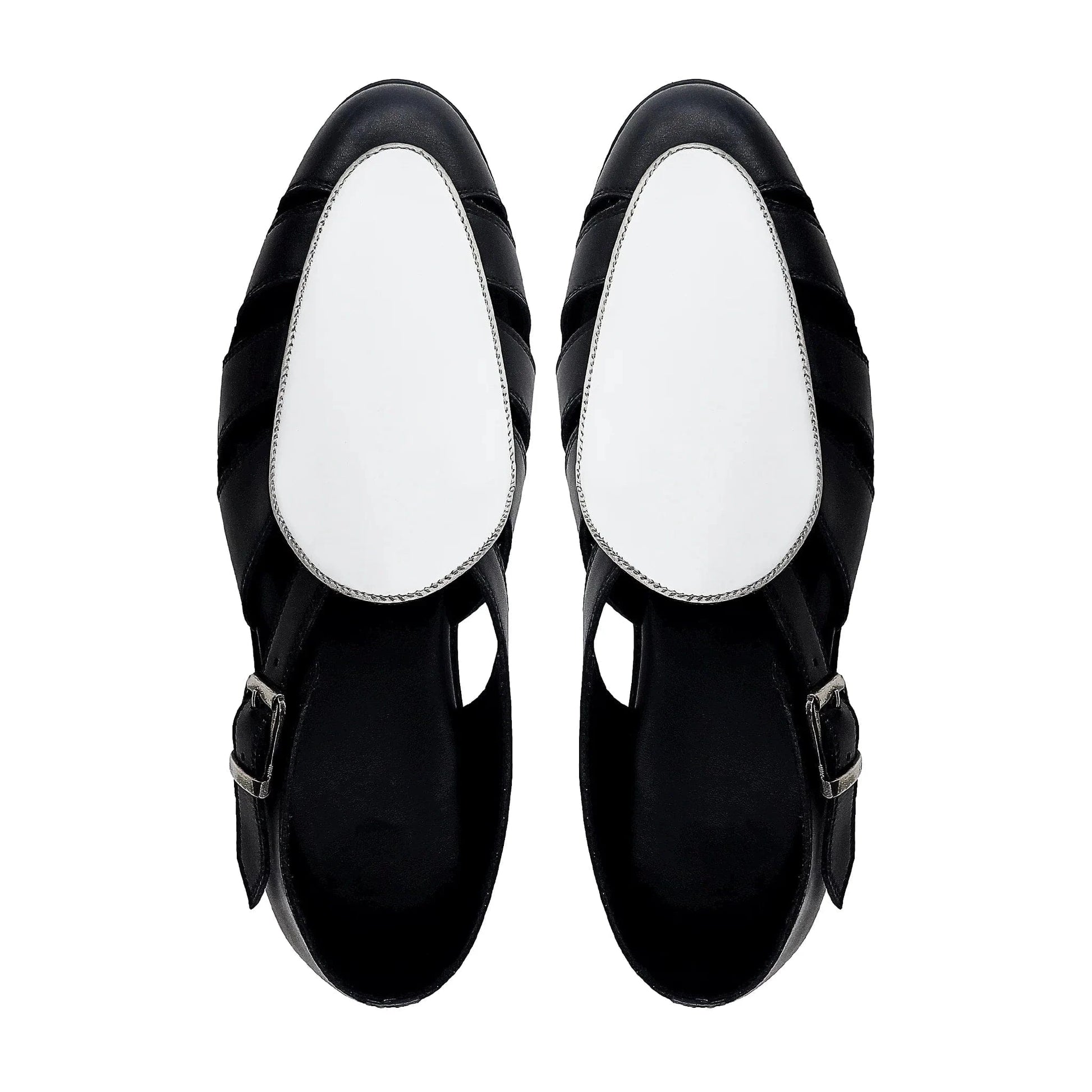 Noirtide Black and White Calf Leather Men Sandal