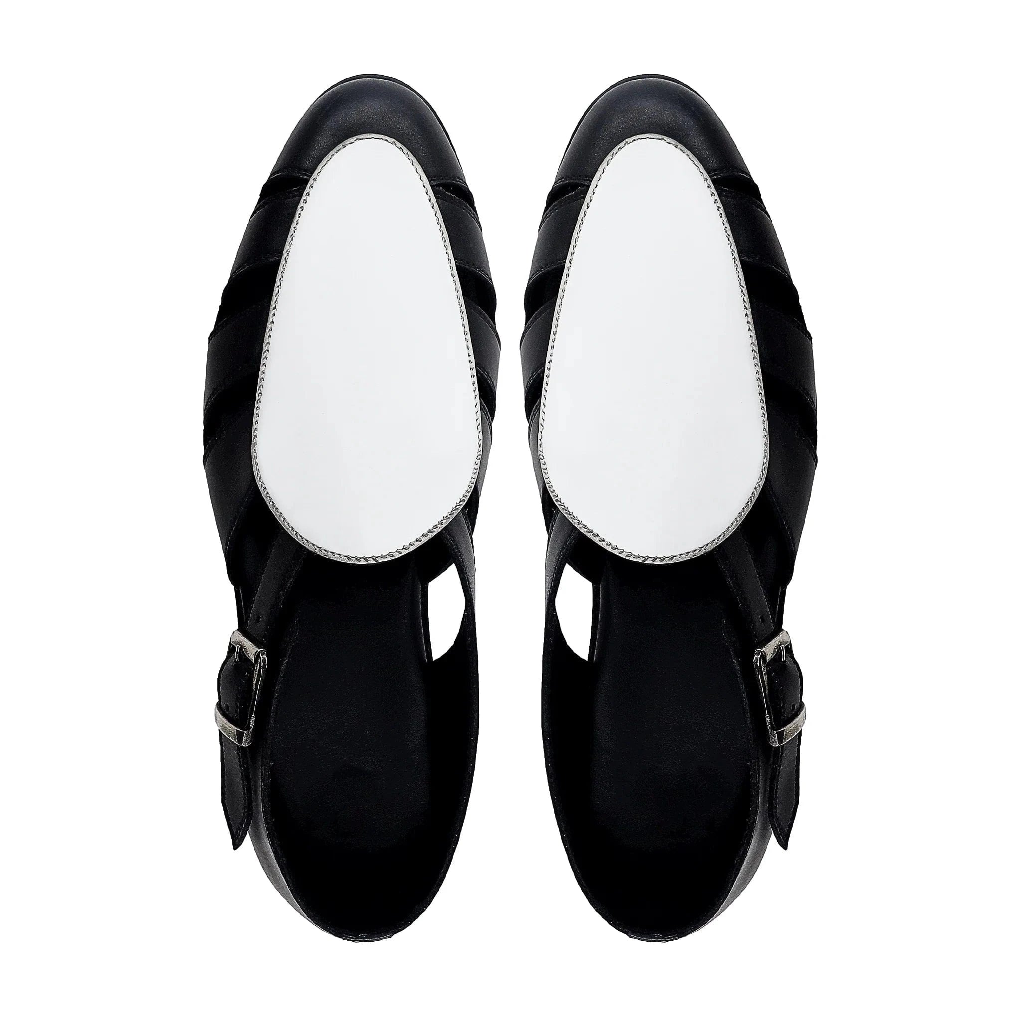 Noirtide Black and White Calf Leather Men Sandal