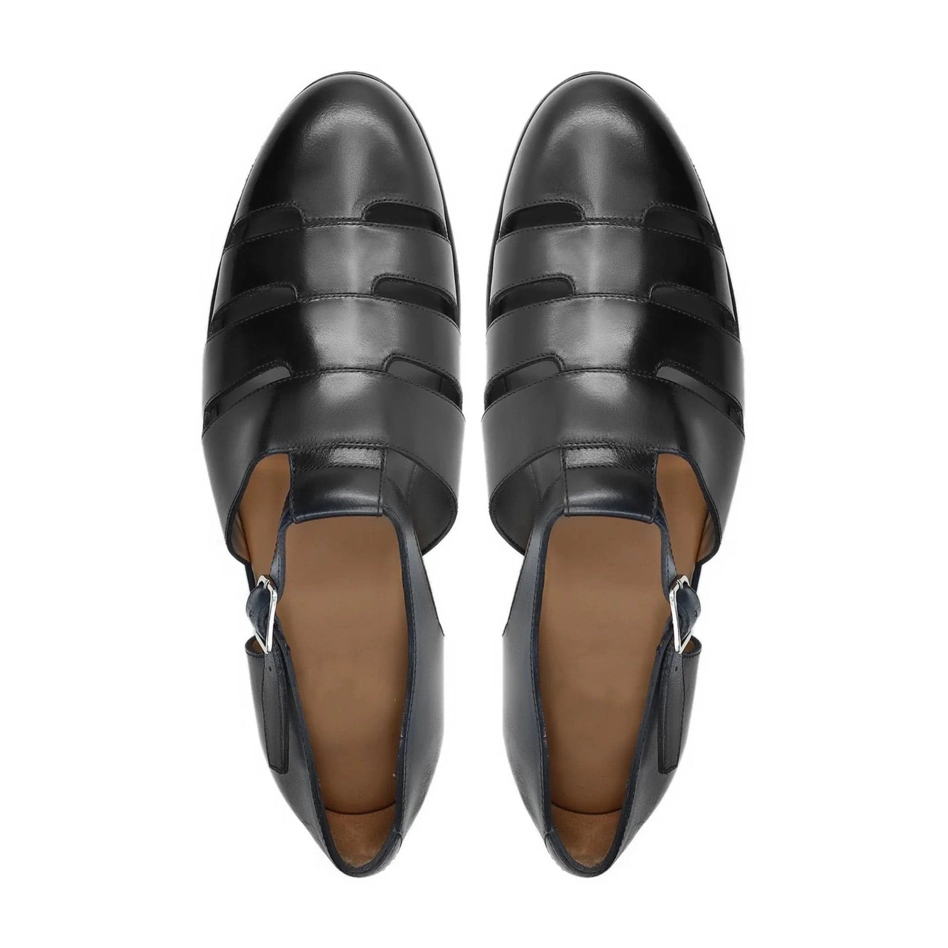 Noirtide Black Calf Leather Men’s Sandal