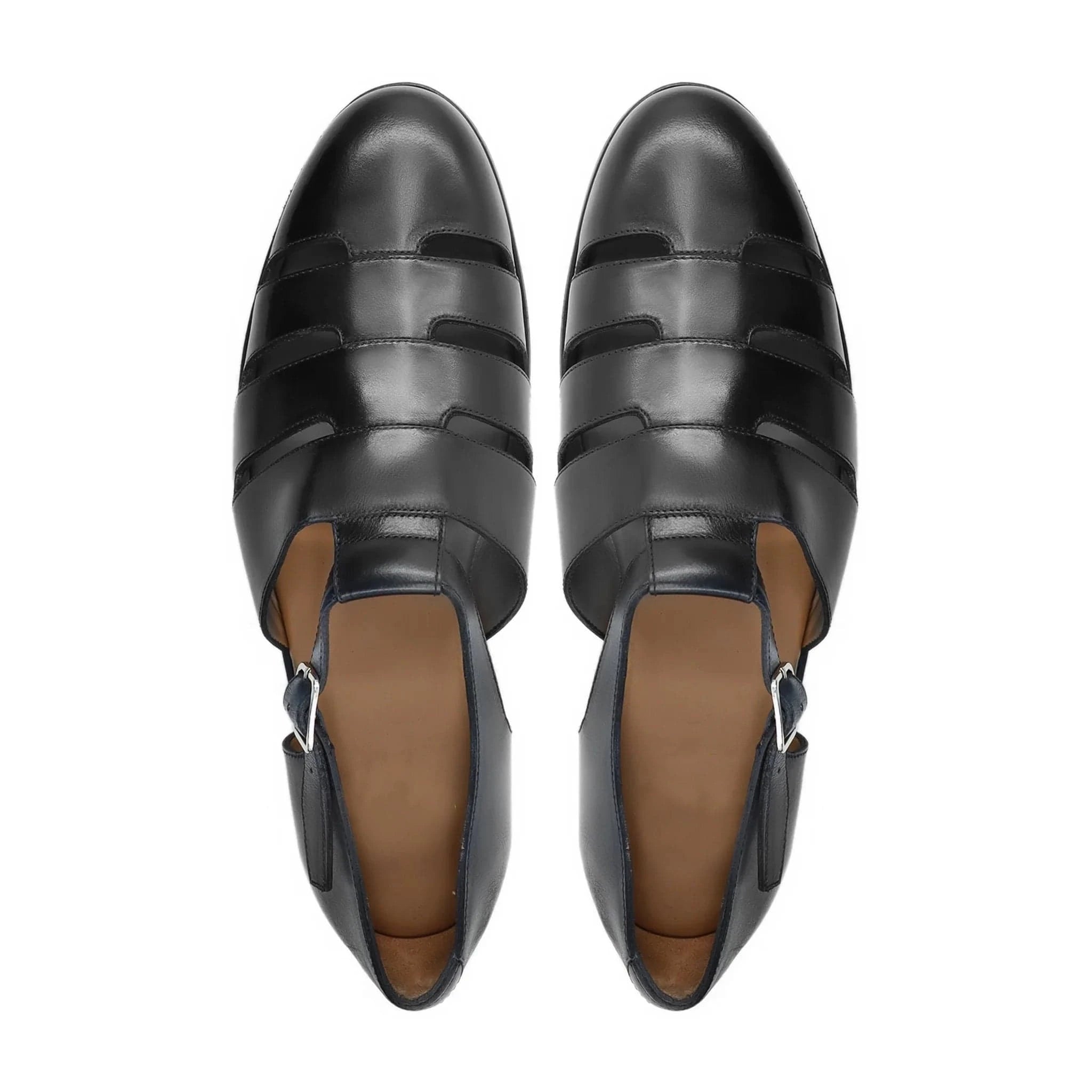 Noirtide Black Calf Leather Men’s Sandal