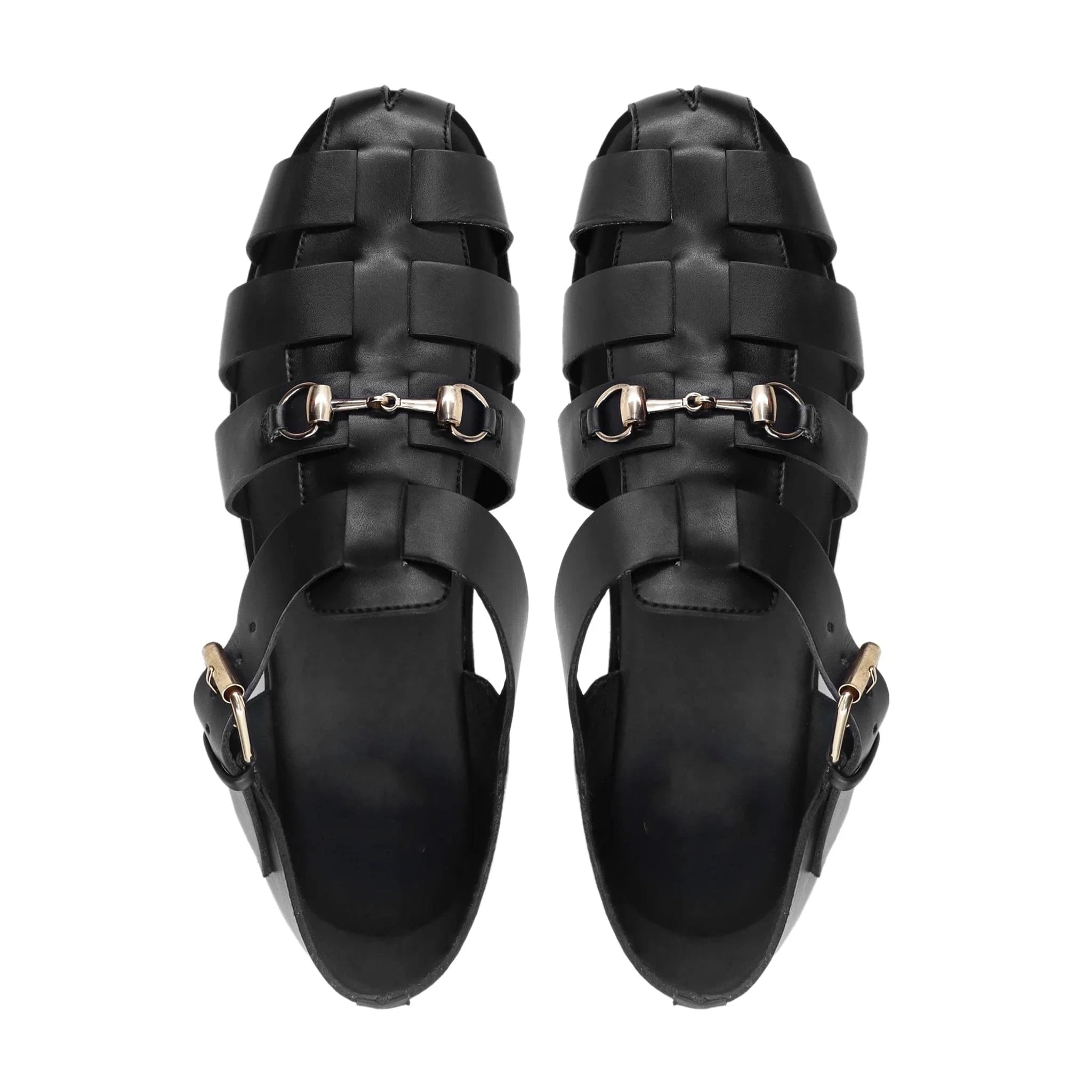 Noirtide Black Calf Leather Men Sandal