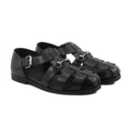Noirtide Black Calf Leather Men Sandal