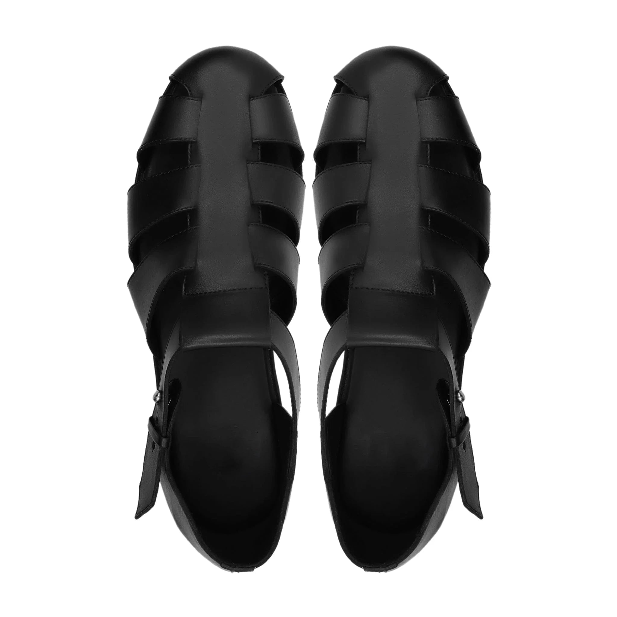 Noirtide Black Calf Leather Men Sandal