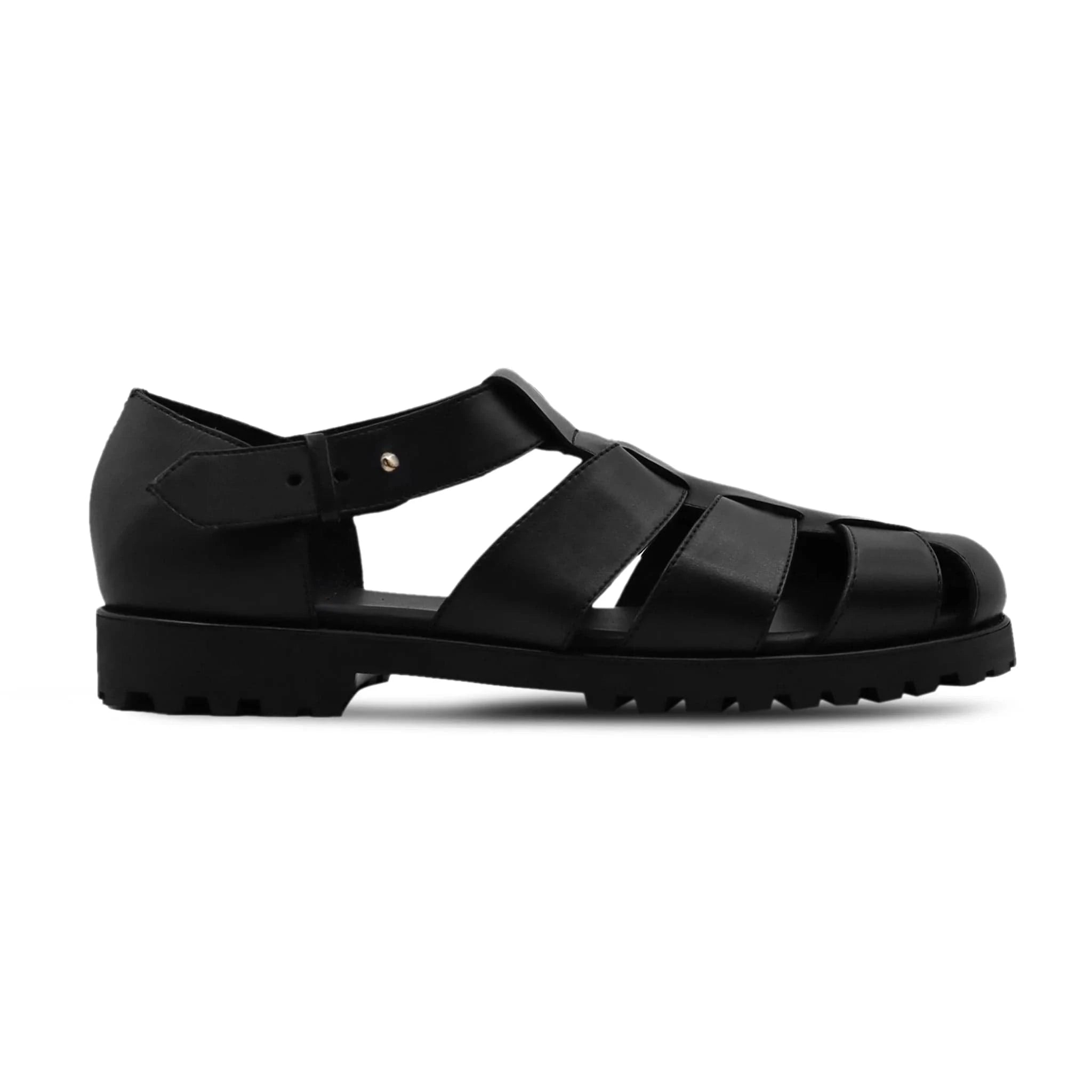 Noirtide Black Calf Leather Men Sandal